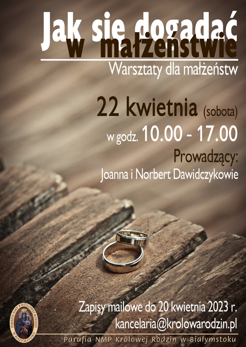 plakat dot. warsztatów małżeńskich